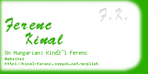 ferenc kinal business card